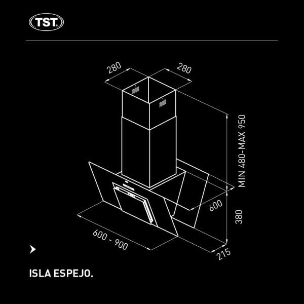 Campana Isla De Cocina Tst Espejo 90cm - Imagen 4