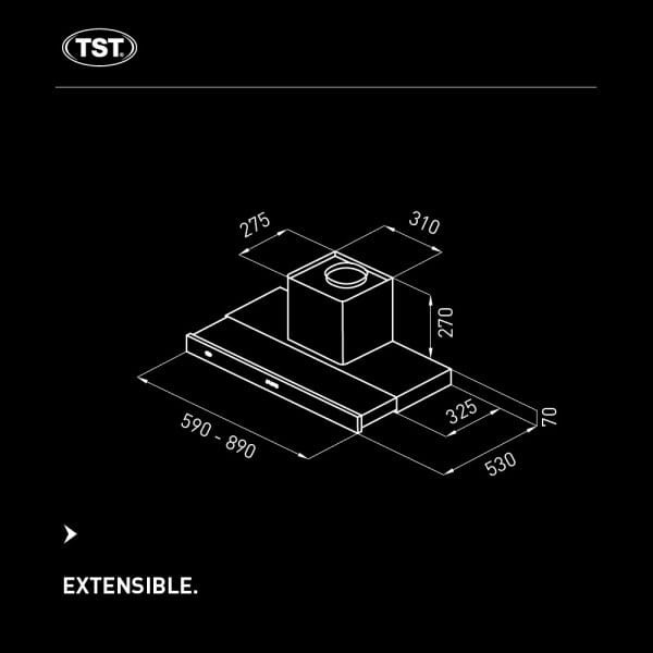 Campana De Cocina Tst Extensible Extractor/purificador 59cm - Imagen 4