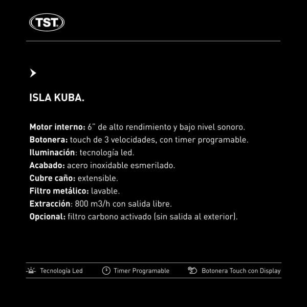 Campana Isla De Cocina Tst kuba 90cm - Imagen 2